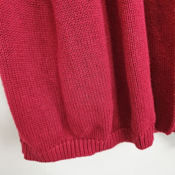 ND New Direction Red Tunic Open Front Sweater Size PL Petite Pleated Buttons - Picture 5 of 9